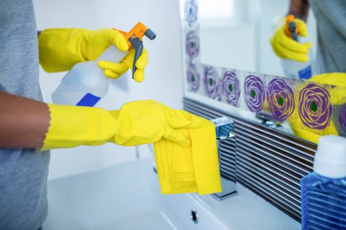 Professional patio washing equipment used on a London terrace